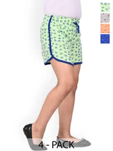 BAESD Girls Pack Of 4 Printed High-Rise Shorts