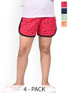 BAESD Girls Pack of 4 Conversational Printed High Rise Cotton Shorts