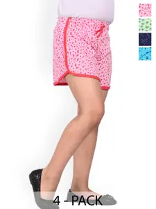 BAESD Girls Pack Of 4 Printed Cotton Hotpants