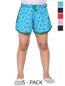 BAESD Girls Pack of 5 Abstract Printed Cotton High-Rise Shorts