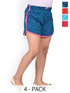 BAESD Girls Pack Of 4 Printed High-Rise Shorts