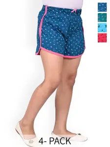 BAESD Girls Pack of 4 Printed High Rise Cotton Shorts
