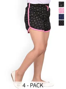 BAESD Girls Pack Of 4 Conversational Printed High-Rise Cotton Shorts