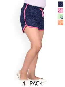 BAESD Girls Pack Of 4 Printed High-Rise Shorts