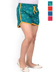 BAESD Girls Pack Of 4 Printed High-Rise Cotton Shorts