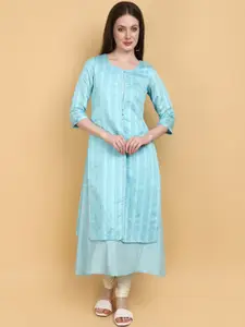V-Mart Striped Gotta Patti Cotton Layered A-Line Kurta