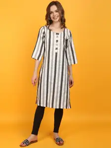 V-Mart  Striped Printed Cotton Straight Kurta