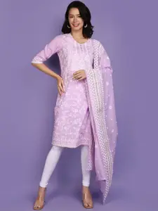 V-Mart Floral Embroidered Cotton Straight Kurta