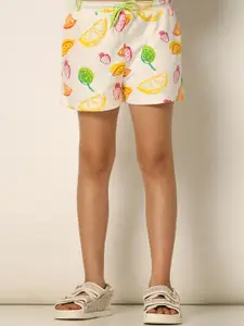 Vero Moda Girls Conversational Printed Mid-Rise Cotton Shorts