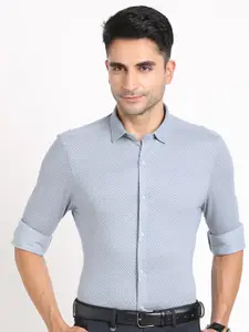 Turtle Standard Slim Fit Micro Ditsy Self Design Cotton Formal Shirt