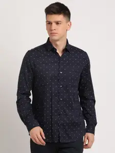 Turtle Standard Slim Fit Micro Ditsy Printed Cotton Formal Shirt