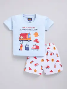 Nottie Planet Boys Graphic Printed Pure Cotton T-shirt with Shorts