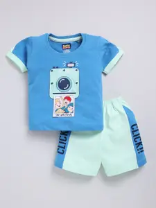 Nottie Planet Boys Graphic Printed Pure Cotton T-shirt with Shorts