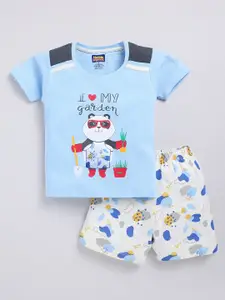 Nottie Planet Boys Graphic Printed Pure Cotton T-shirt with Shorts