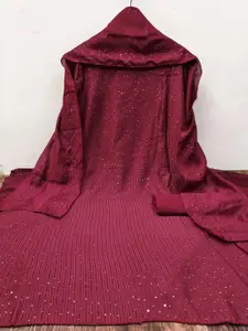 ZEEPKART Striped Sequined Unstitched Dress Material