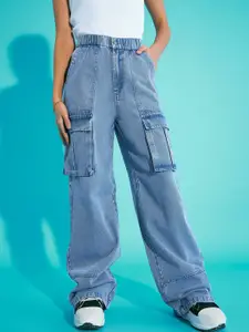 Noh.Voh - SASSAFRAS Kids Girls Relaxed Fit High-Rise Clean Look Cargo Styles Jeans