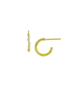 ARVINO Gold-Plated Stone-Studded Brass Contemporary Half Hoop Earrings