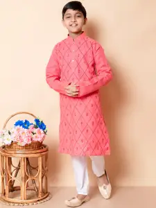 BAESD Boys Embroidered Mandarin Collar Regular Kurta with Pyjamas