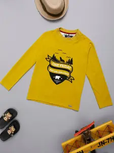 One Friday Boys Typography Printed Round Neck Long Sleeves Cotton Casual T-shirt