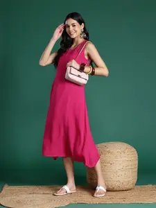 Sangria Solid A-Line Midi Dress