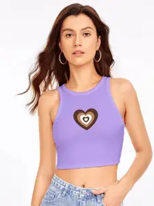 TABADTOD Graphic Printed Ribbed Fitted Crop Top