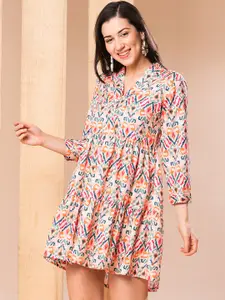 Globus Allover Printed A-Line Mini Fusion Dress