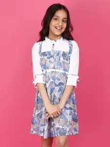 V-Mart Girls Print Pinafore Dress