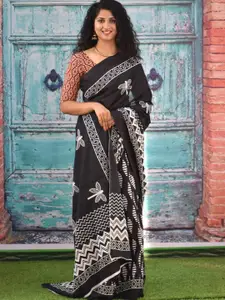 JALTHER Geometric Printed Pure Cotton Block Print Saree