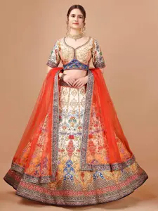 SAPTRANGI Printed Ready to Wear Lehenga & Blouse With Dupatta