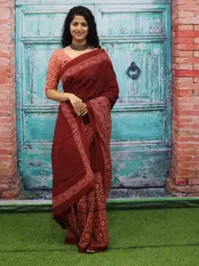 JALTHER Floral Block Printed Saree