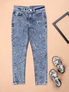 V-Mart Girls Slim Fit Clean Look Embellished Cropped Heavy Fade Jeans