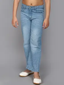 V-Mart Girls Embellished Mid Rise Clean Look Heavy Fade Cotton Jeans