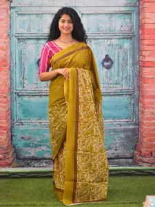 JALTHER Ethnic Motifs Pure Cotton Block Print Saree