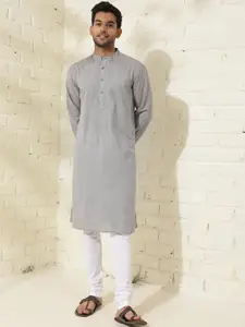Fabindia Comfort Fit Band Collar Cotton Straight Kurta