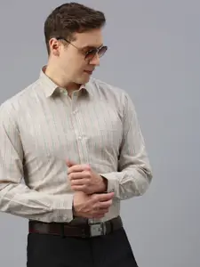 ZEDD Classic Vertical Striped Spread Collar Cotton Casual Shirt
