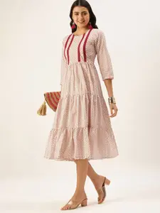 KALINI Chevron Printed Fit & Flare Midi Dress