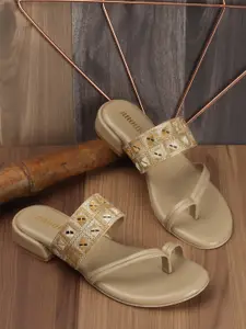 Anouk Embellished One Toe Block Heels