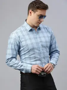 ZEDD Classic Tartan Checked Spread Collar Cotton Casual Shirt