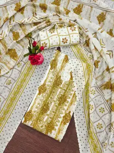 mimi design Ethnic Motifs Embroidered Jute Cotton Unstitched Dress Material