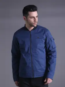 SQUIREHOOD Stand Collar Cotton Slim Fit Bomber Jacket