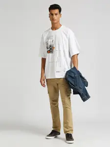 Pepe Jeans Walker Graphic Printed Drop-Shoulder Sleeves Pure Cotton Oversized T-shirt