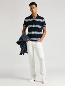 Pepe Jeans Russo Striped Polo Collar Pure Cotton T-shirt