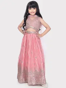 Tiny Kingdom Girls Embroidered Sequinned Ready to Wear Lehenga & Blouse With Dupatta