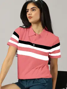 AUSK Striped Polo Collar T-shirt