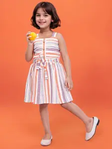 Toonyport Girls Striped Georgette A-Line Midi Dress