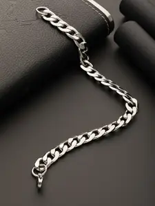 Jazz and Sizzle Men Silver-Plated Stainless Steel Link Bracelet