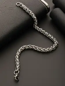Jazz and Sizzle Men Rhodium-Plated Stainless Steel Link Bracelet