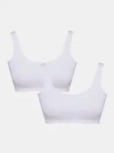 Sillysally Girls Pack Of 2 Cotton Workout Bra Full Coverage High Support All Day Comfort