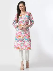 BAESD Round Neck Abstract Printed Straight Kurta