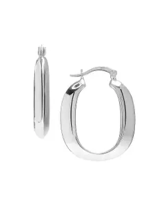 LeCalla 925 Sterling Silver Rhodium Plated Oval Hoop Earrings